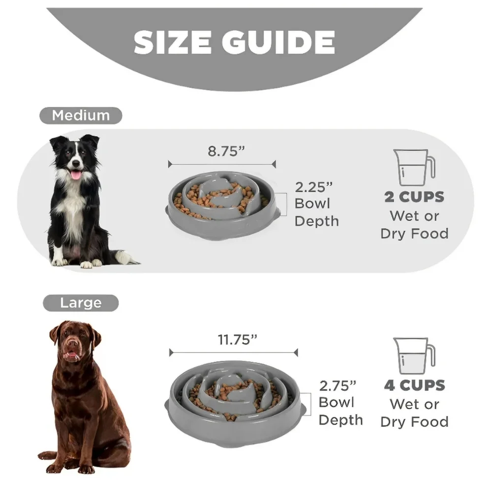 NWOT Outward Hound Fun Feeder Slo Bowl Medium Slow Feeder Dog Bowl 2 Cups Gray